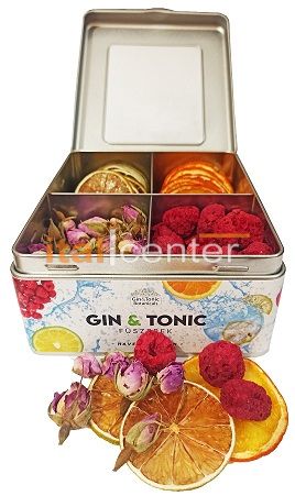 Gin fűszer osztott, fém doboz 91g (lime, málna, narancs, rózsabimbó) (0L)